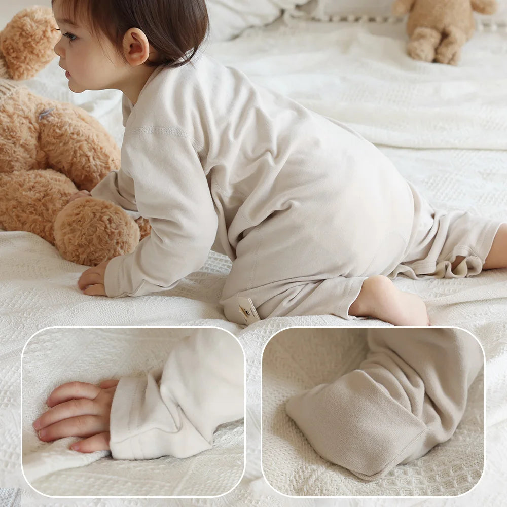 Baby Romper For 3-12Months Spring Thin 1.0Tog Jumpsuit Baby One-Piece Pajamas Soft Split-Leg Sleepwear Easy To Change Diaper
