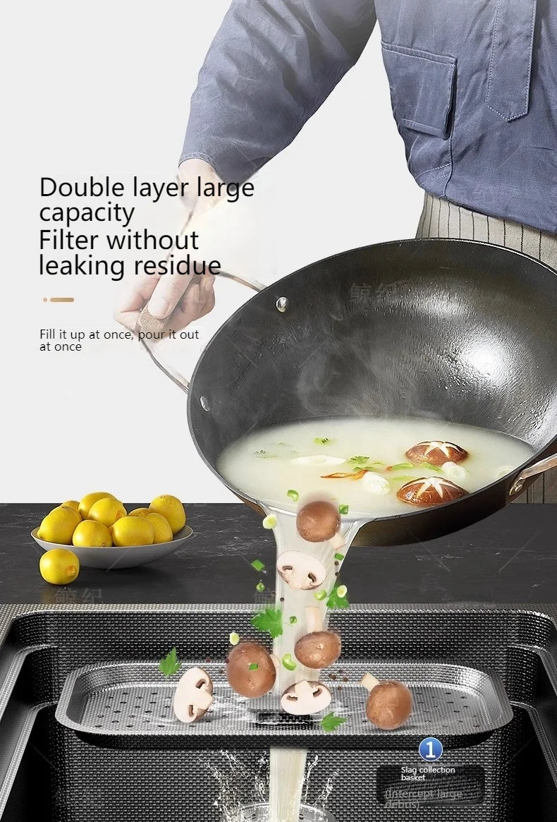 Stainless Steel Gray Kitchen Sink Multifunctional Stain and Scratch Resistant Large Single Slot Household Wash Cuisine Basin