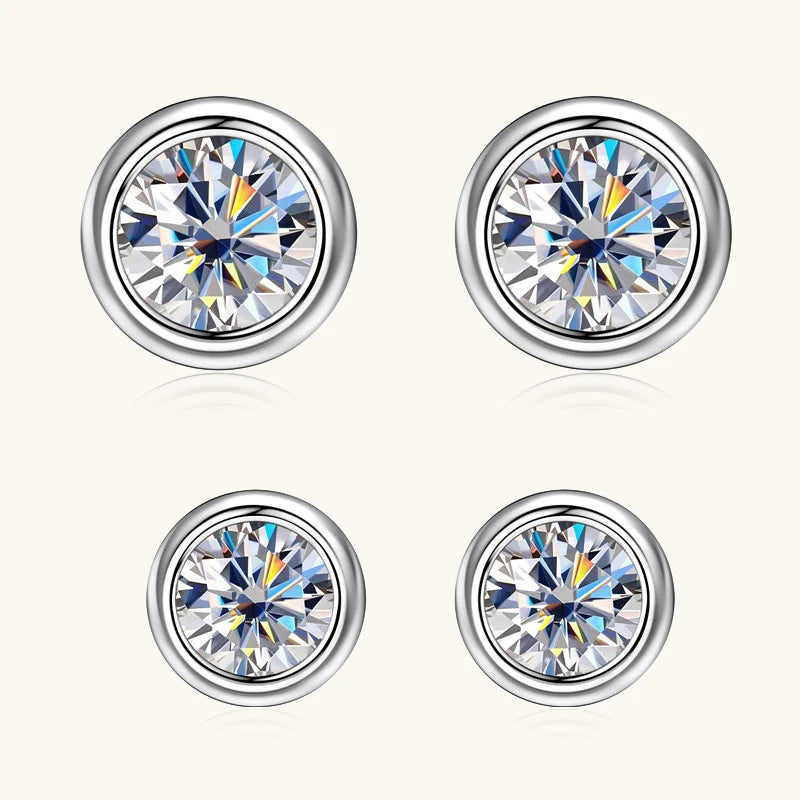 Lnngy 925 Sterling Silver Stud Earrings 5mm/6.5mm Round Moissanite Eearring With Certificate for Women Girl Daily Jewelry Gift