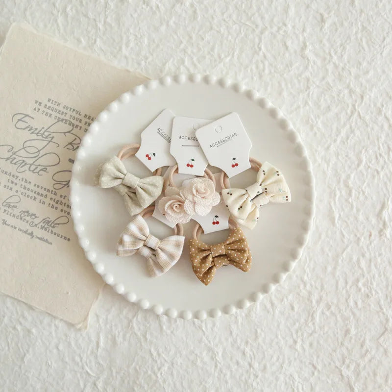 Elastic Hair Bow for Children, Children's Headwear, Hair Accessories for Girls, Cute Hair ties, Lovely Hair Rope, 10Pcs per Lot