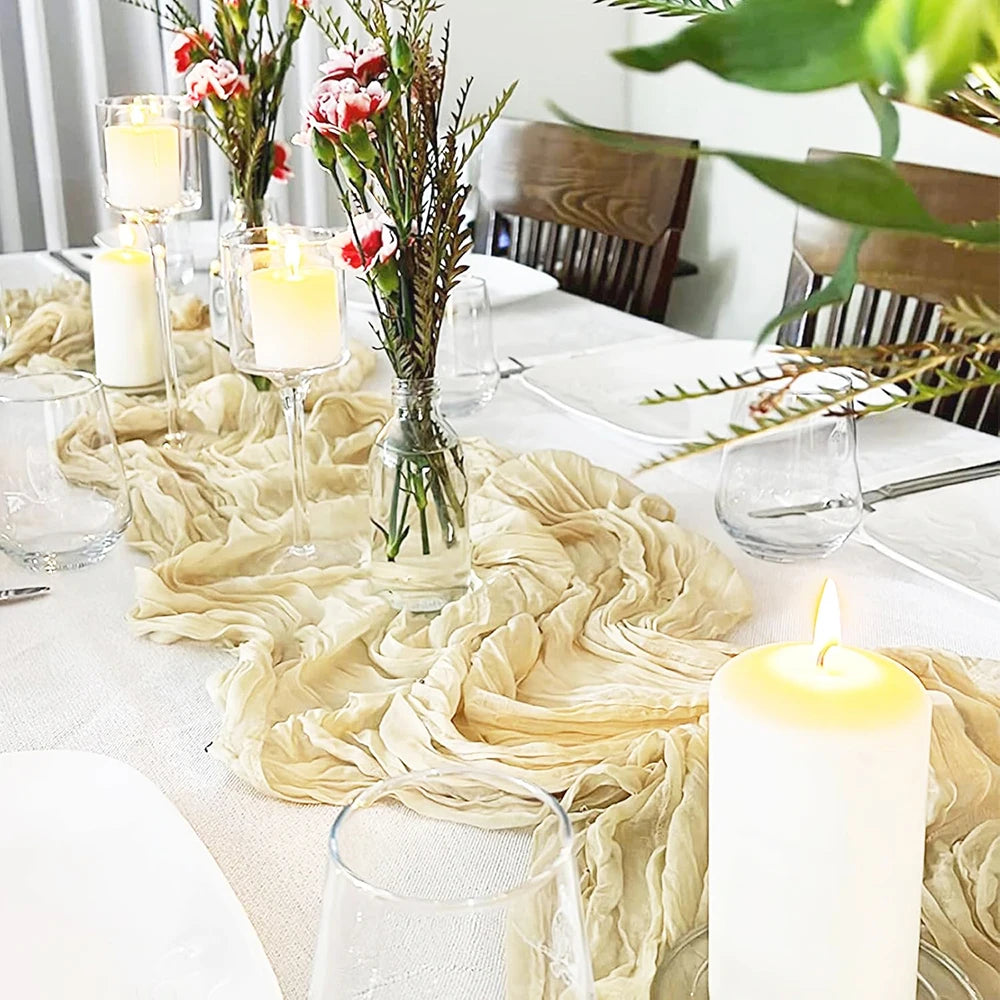 Burgundy Table Runner Cheesecloth Gauze Rustic Boho Cheese Cloth Table Runner Wedding Bridal Shower Birthday Party Decorations