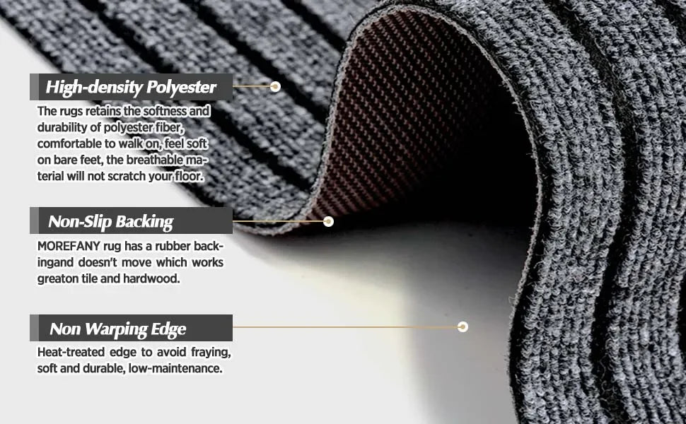 Striped Carpet Solid Color Anti Slip and Waterproof, Easy To Clean, Suitable for Hallway Entrances, Kitchens, Laundry Rooms