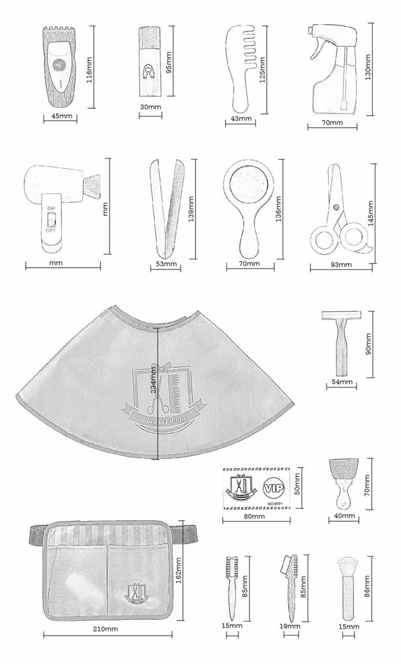 Kids Wooden Makeup Haircut Toy Beauty Fashion Salon Playset Games Combs Hair Dryer Pretend Play House Barber Makeup Kit Girl Toy