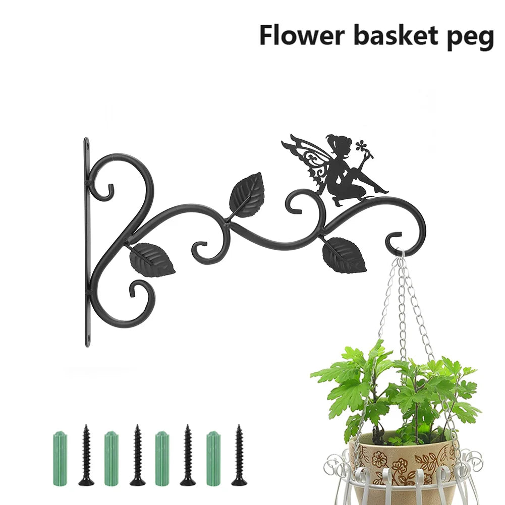 11.8inch Hanging Plant Bracket Iron Decorative Wall Hanger Hooks Black Iron Plant Hanger Bracket for Flower Baskets Wind Chimes