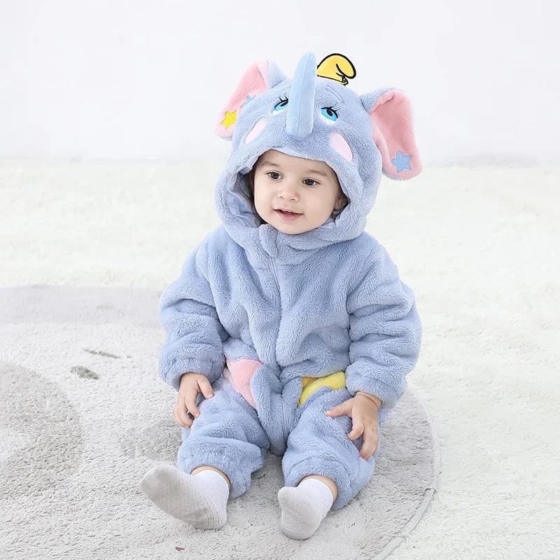 Miniso Lovely Elephant Newborn Baby Rompers Toddler Boy Girls Cosplay Animal Cute Warm Cosplay Costume Outfit