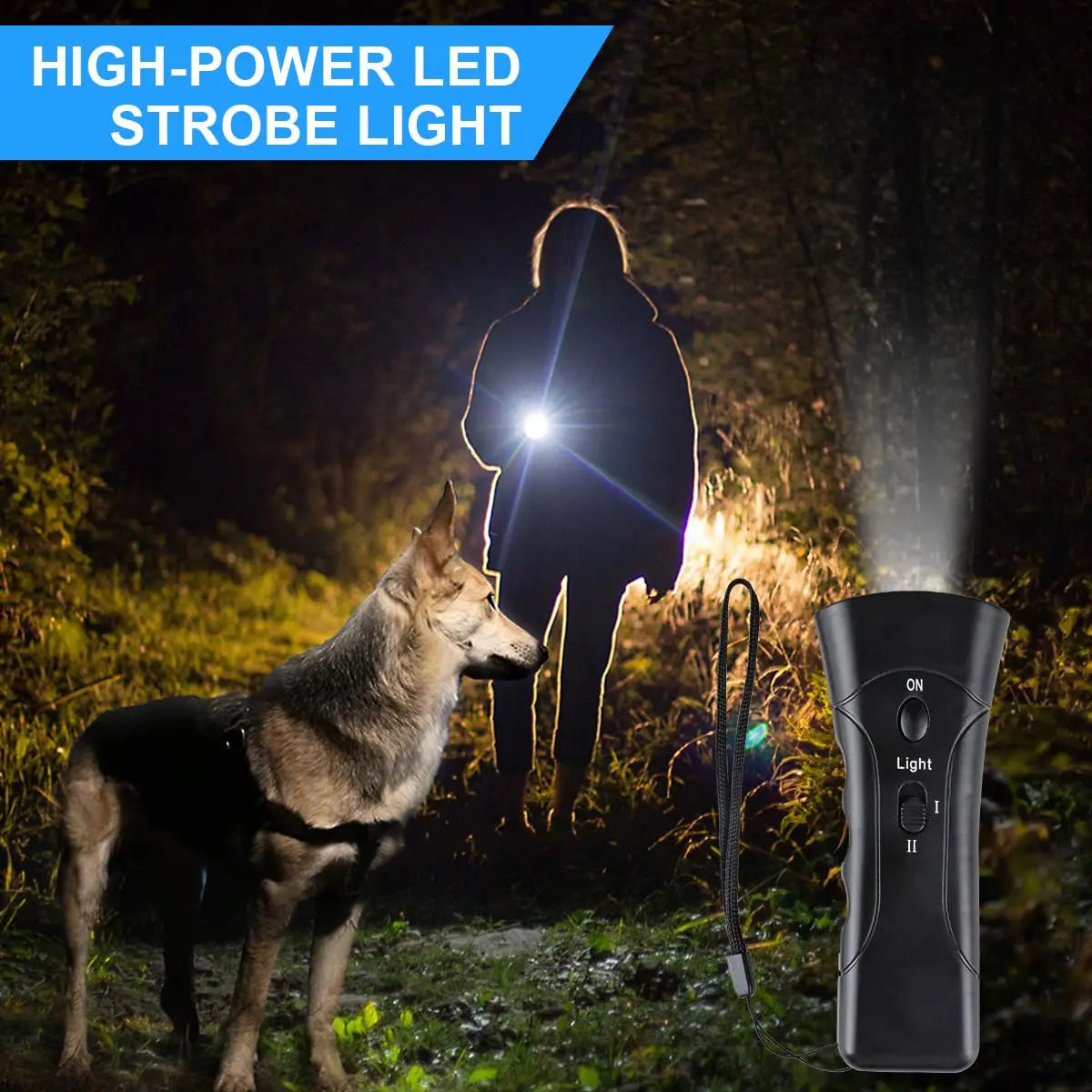 Rechargeable Ultrasonic Dog Barking Deterrent Trainer with LED Light Stop Bark Control Device for Pets Training