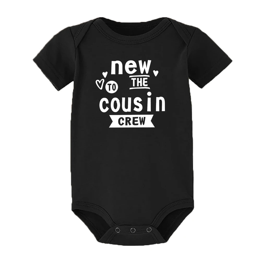 New To The Cousin Crew Print Newborn Bodysuit Baby Boy Girl Short Sleeve Romper Summer Baby Toddler Clothes Infant Shower Gifts