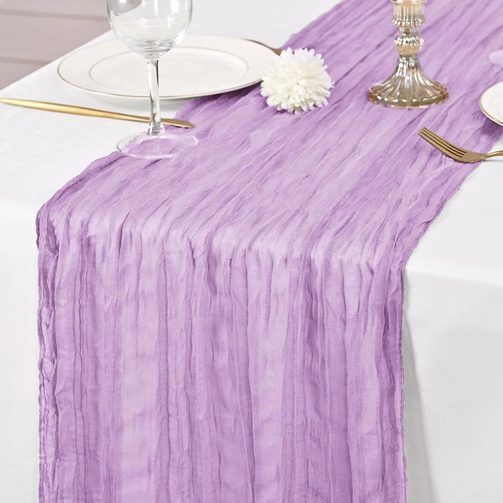 Lilac Purple Cheesecloth Table Runner Boho Rustic Gauze Lavender Purple Table Runner Wedding Bridal Shower Birthday Decoration