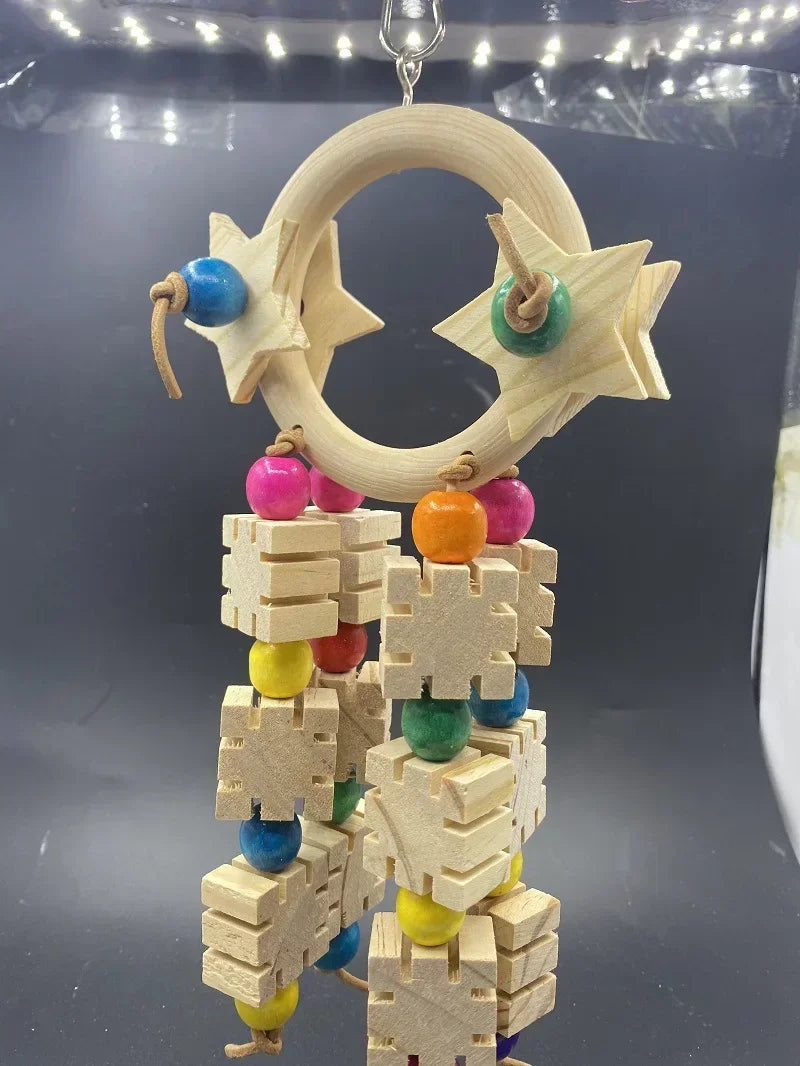 Parrot Toys, Five Pointed Star Rings, Bird Supplies, Tools, Chew Swings, Wooden Medium To Large Bird Toys Parrot Toys