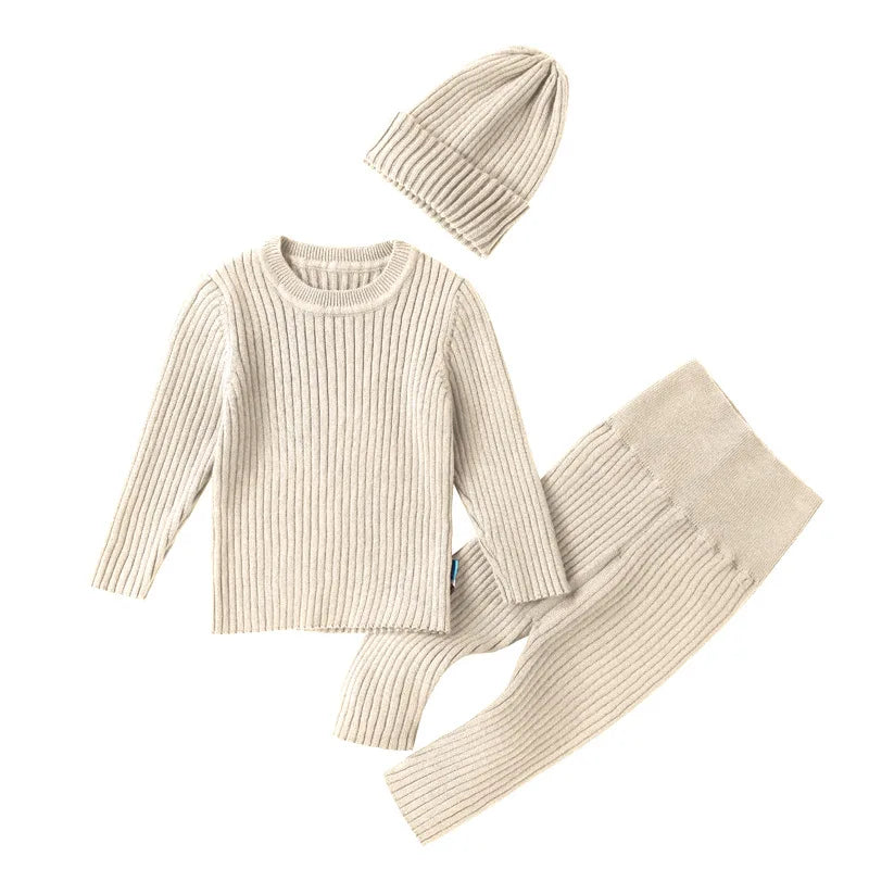 0-3T Newborn Kid Baby Boy Girl Winter Clothes set Sweater Pant suit Warm Thick Knit Top Stretch Knitwear Casual 2pcs Sweater Set