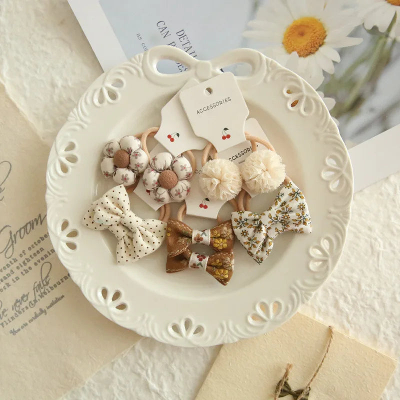 Elastic Hair Bow for Children, Children's Headwear, Hair Accessories for Girls, Cute Hair ties, Lovely Hair Rope, 10Pcs per Lot