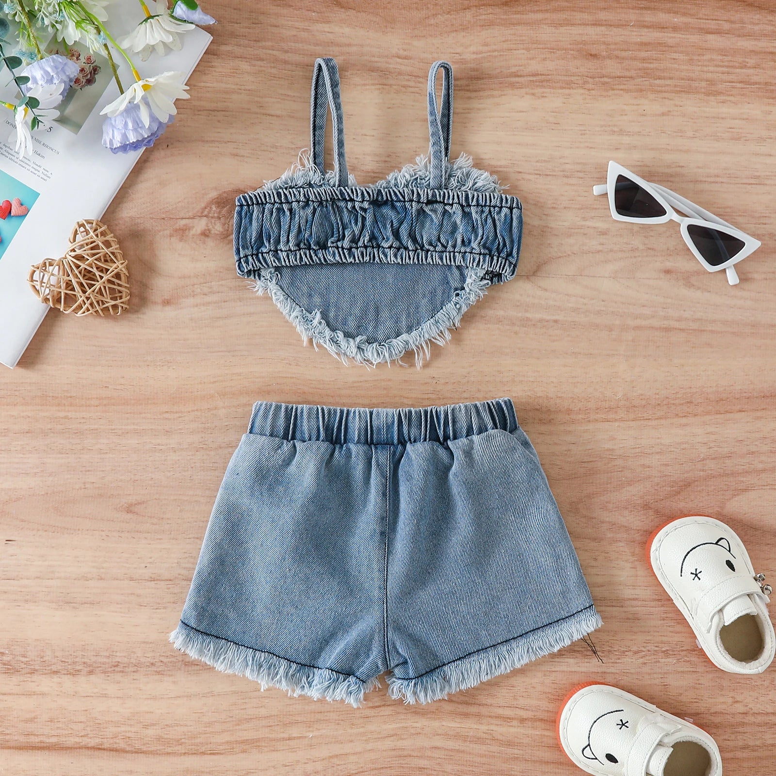 ma&baby 3-24M Newborn Infant Toddler Baby Girl Clothes Sets Fashion Heart Crop Tops Shorts Denim Outfits Summer Clothing D05