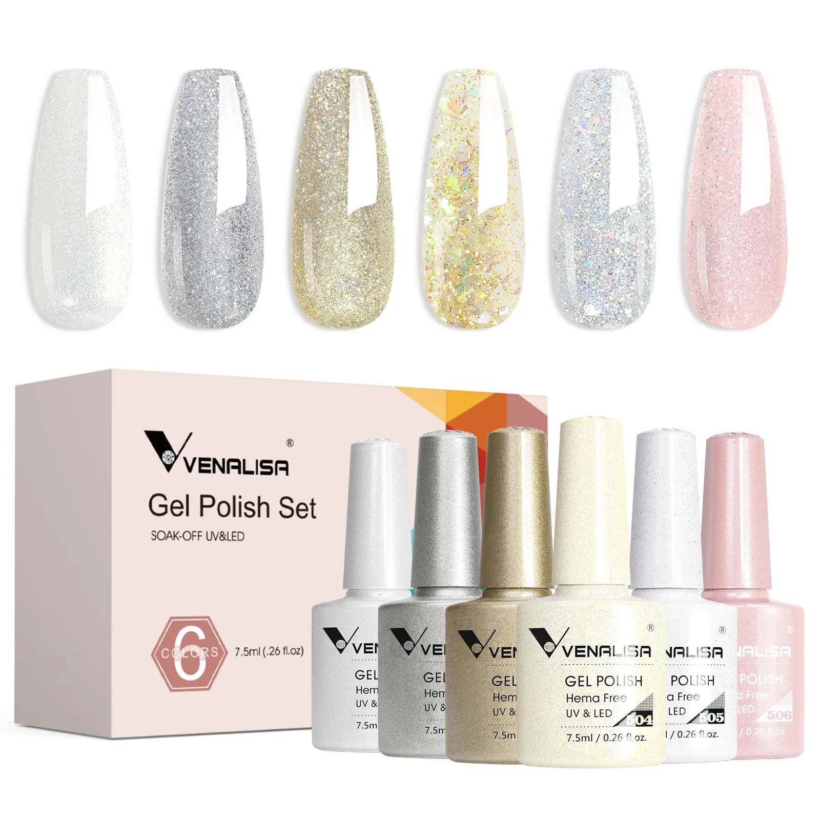 Kit de vernis à ongles en gel 6 couleurs