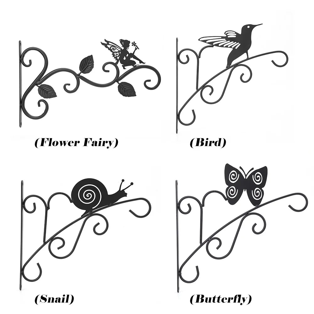 11.8inch Hanging Plant Bracket Iron Decorative Wall Hanger Hooks Black Iron Plant Hanger Bracket for Flower Baskets Wind Chimes
