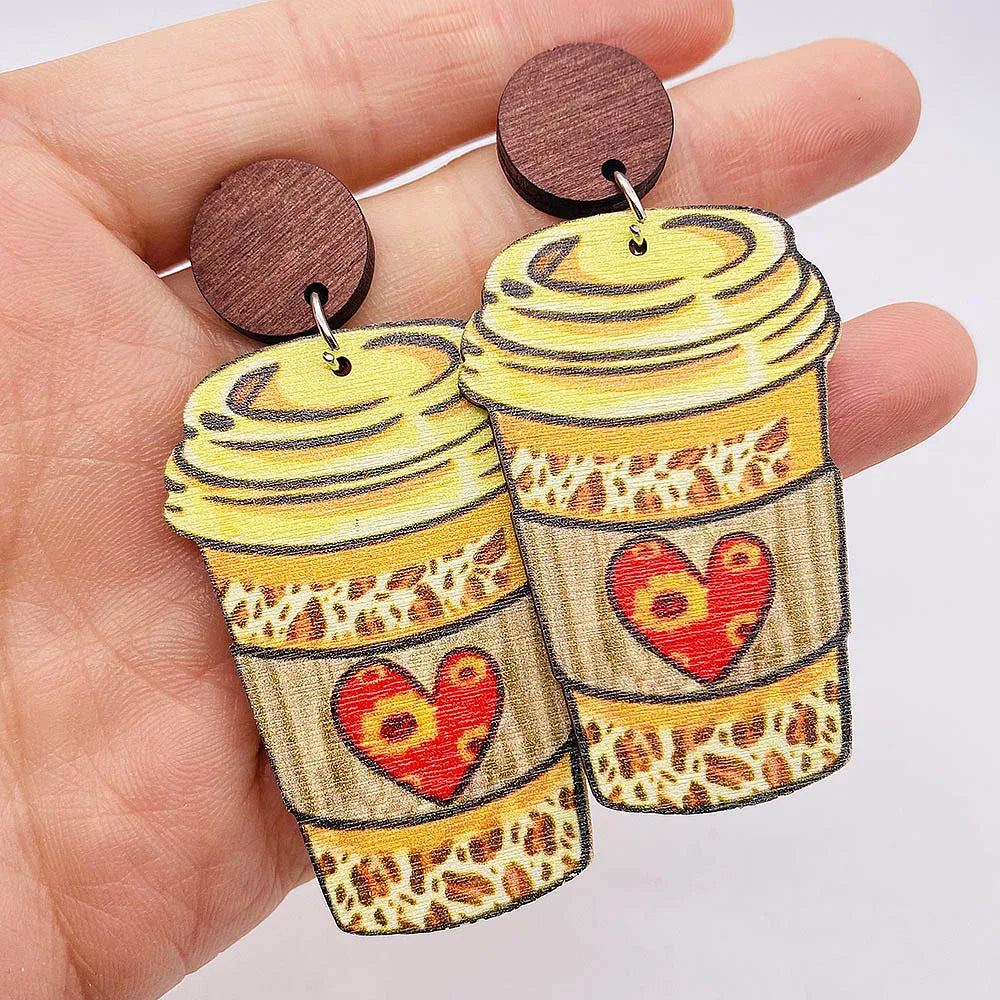 New Autumn Baseball Wooden Earrings Turkey Turquoise Pineapple Pumpkin Truck Vintage Earrings for Women Thanksgiving Gifts