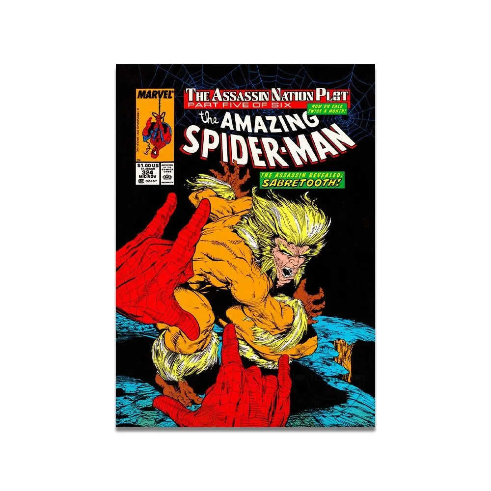 Marvel Vintage Comics Amazing Classic Spiderman Print Wall Art  Amgazine Poster Canvas Paintings Home Decor Pictures Best Gift