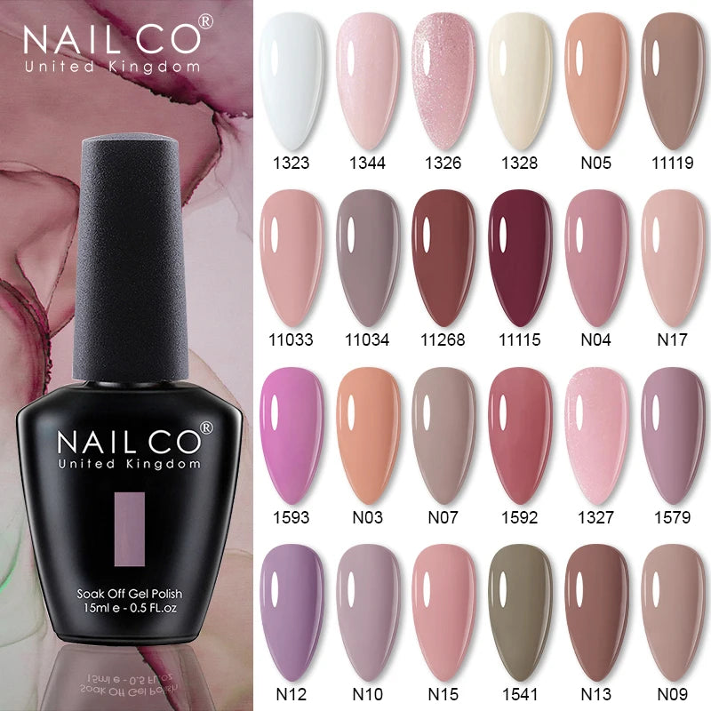 NAILCO Vernis Semi Permanent UV Gel Nail Polish Black White Color Nails Art Manicure TOP BASE Varnish Hybrid Nail Professionals