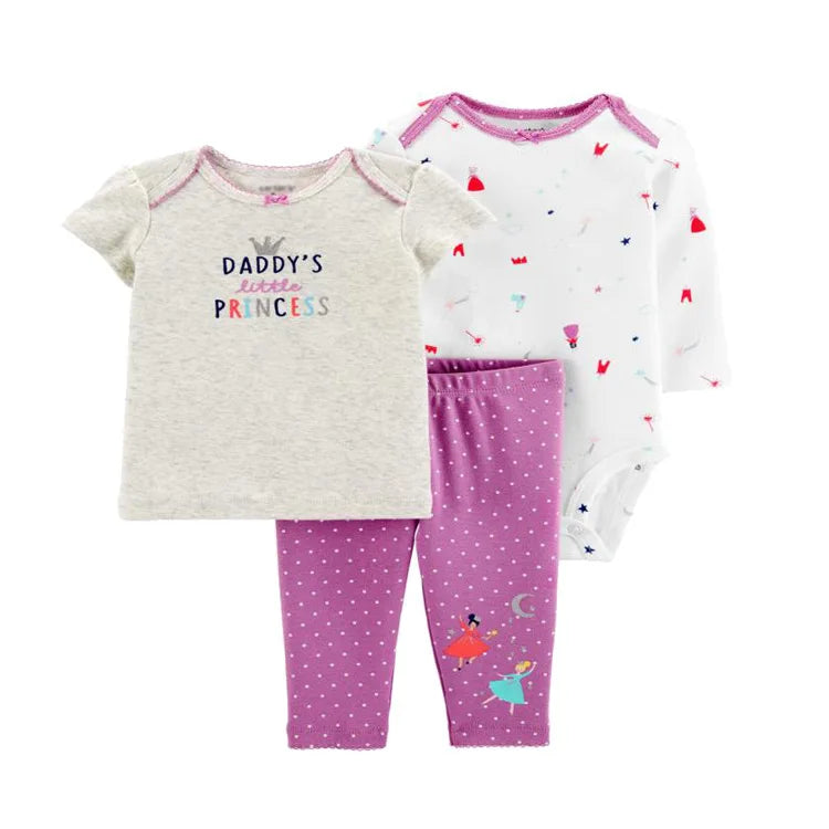 3Pcs Baby Clothes Set Cartoon Bodysuits Pp Pant Fashion Newborn Cotton Jumpsuit Pants Kids Toddler Rompers Clothing 6-24M