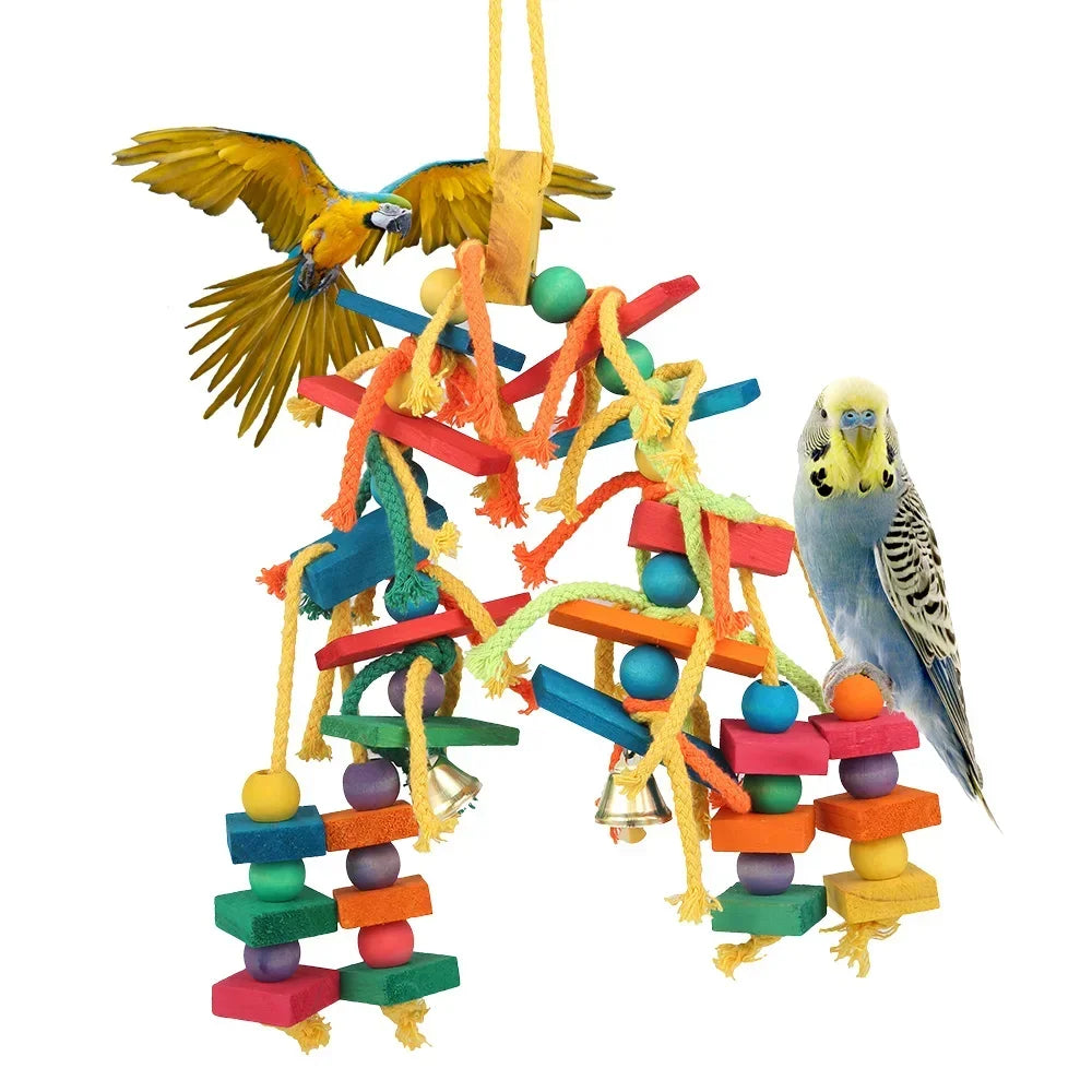 Wood Parrot Bird Toys Love Bird Cage Funny Training Bird Toys Cotton Rope  Resistant Tearing Toy  Pet Product