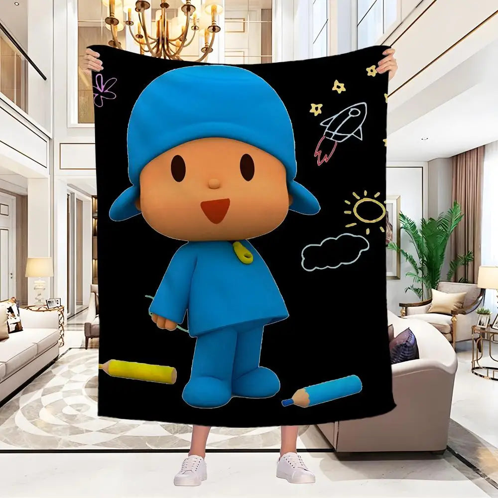 Plush Dolls P-POCOYO  Throw  Blanket Aesthetic Art Flannel Blanket Portable Home Travel Camping Sofa Picnic Thickening Flannel B