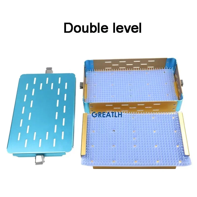Disinfection Box Sterilization Tray Box Case with Silicone Pad Autoclavable Box