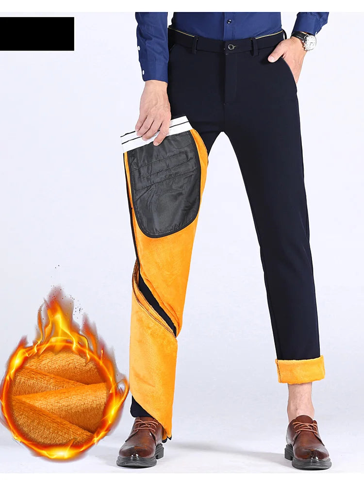 Pantalon chaud droit slim épaissi collection hiver 2025