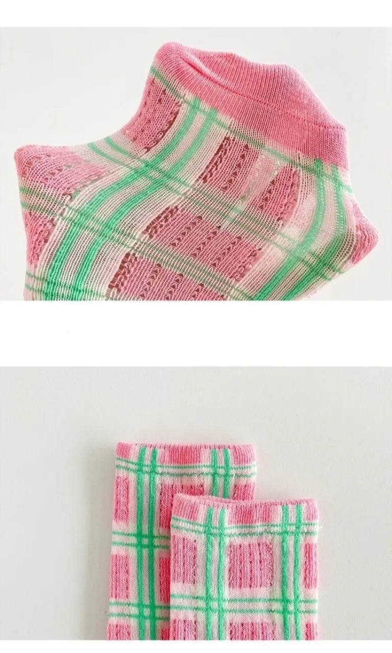 3PCS/Set Girls' Socks Korean Children's Cotton Mesh Mid Tube Socks 2-12Y Baby Girls Kids Versatile Thin Breathable Trendy Socks