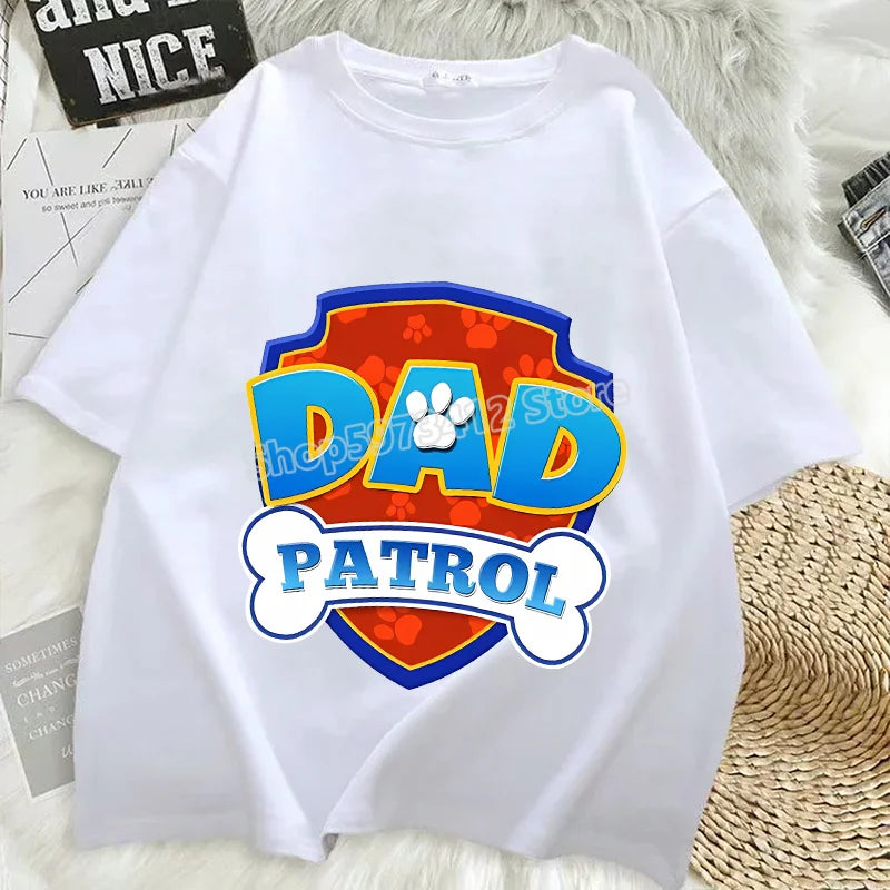 Paw Patrol T Shirts Mom Dad Cotton Tee Summer Short Sleeve Men Women Family Matching Clothes PAPA MAMA Birthday Party Funny Gift