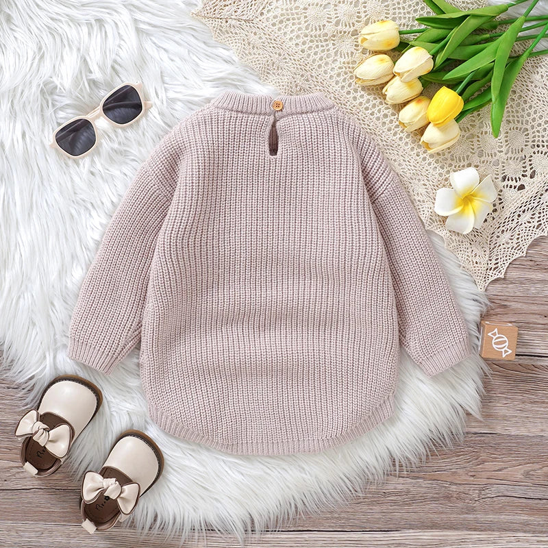 Infant Baby Girl Knitting Bodysuits Clothes 0-18m Spring Autumn Winter Newborn O Neck Long Sleeves Onesie Outfits Child Costumes