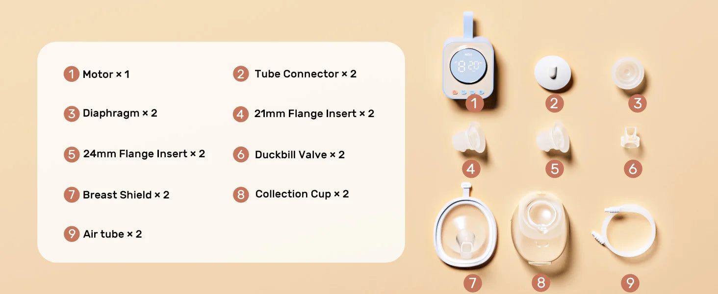 NCVI 2025 Hands Free Wearable Breast Pump,4 Modes 9 Levels,21/24/28mm, With Anti-Drip Cup Low Noise