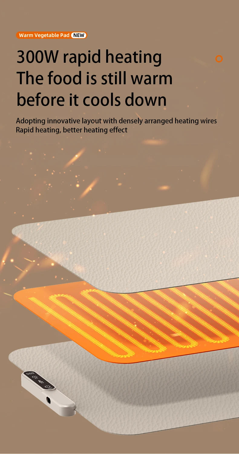Electric Warming Tray Food Warmer Plate Foldable Portable Smart Food Fast Heating Mat Electric Warming Tray Food Warming Board