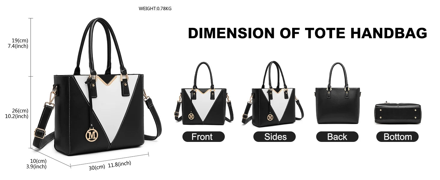 Miss Lulu WOMEN'S Handbag Shoulder bag V Shaped Design Shopper Removable Shoulder belt Synthetic leather