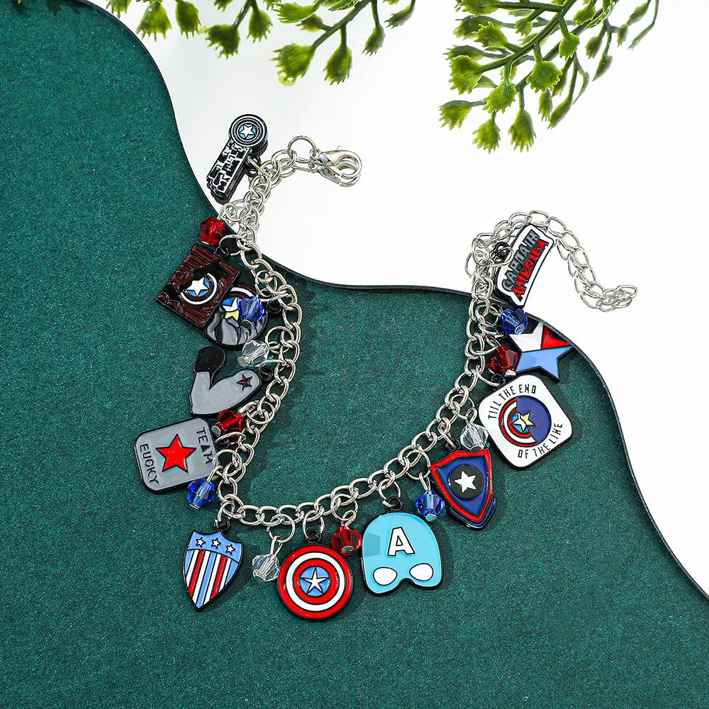 Marvel Superhero Series Personalized Fashion DIY Metal Enamel Bracelet Creative Men's and Women Jewelry Gifts Suitable for Fans