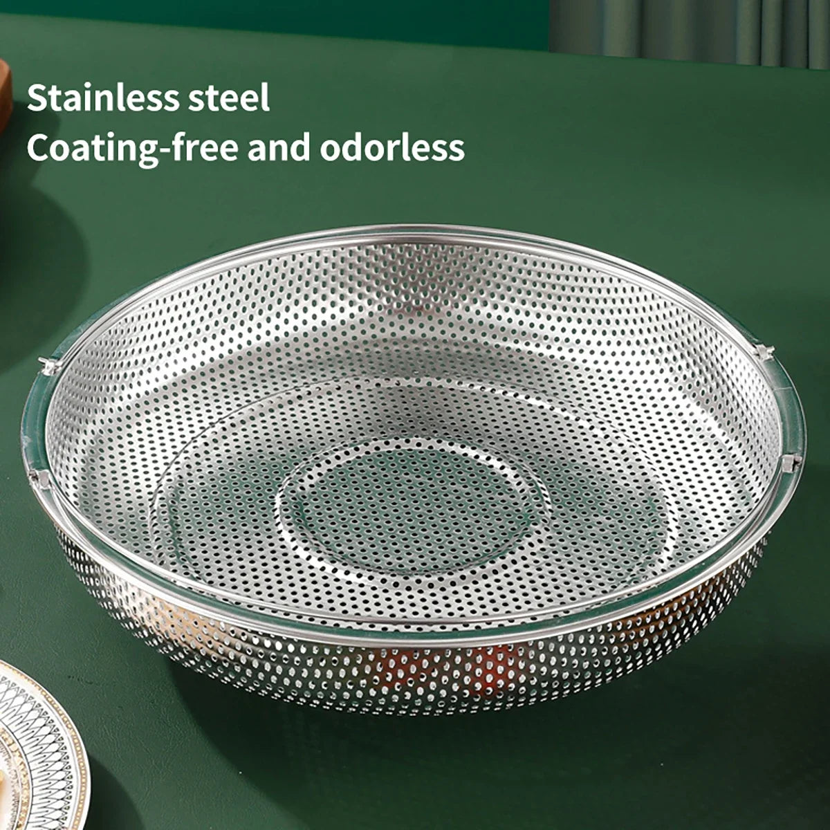 1pc Stainless Steel Multi-Functional Steamer Basket, Uncharged Kitchen Strainer for Steaming Rice, Dumplings, and Vegetables