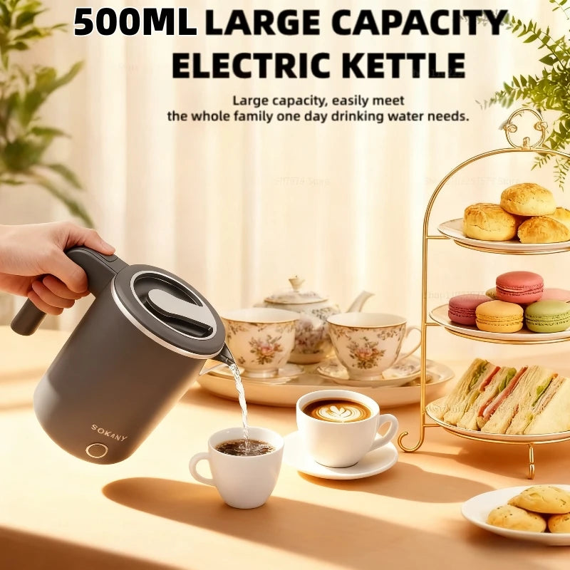 Smart Electric Kettle 600W 500ML Stainless Steel Portable Water Boiling Pot Home Kitchen Appliance EU Compact Fast Boiling