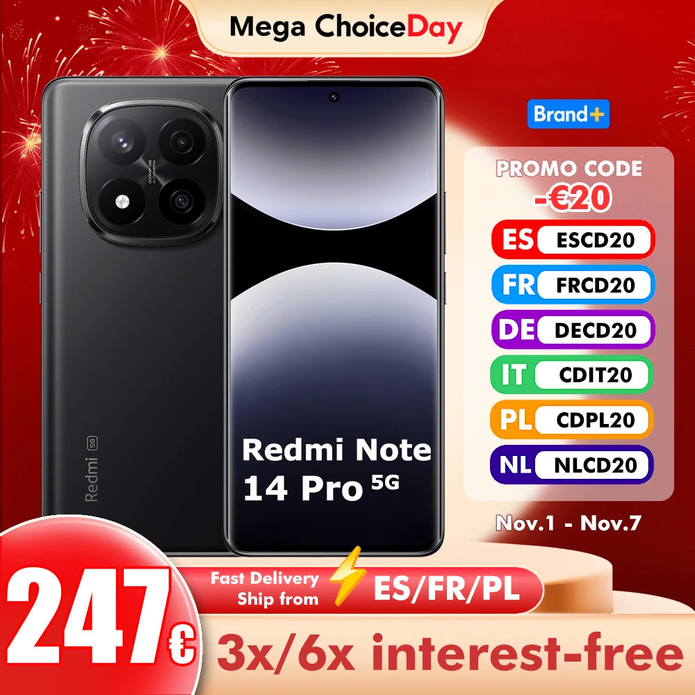 Xiaomi Redmi Note 14 Pro Plus 5G 8GB/256GB 12GB/256GB 12GB/512GB NFC Global Version Cellphone