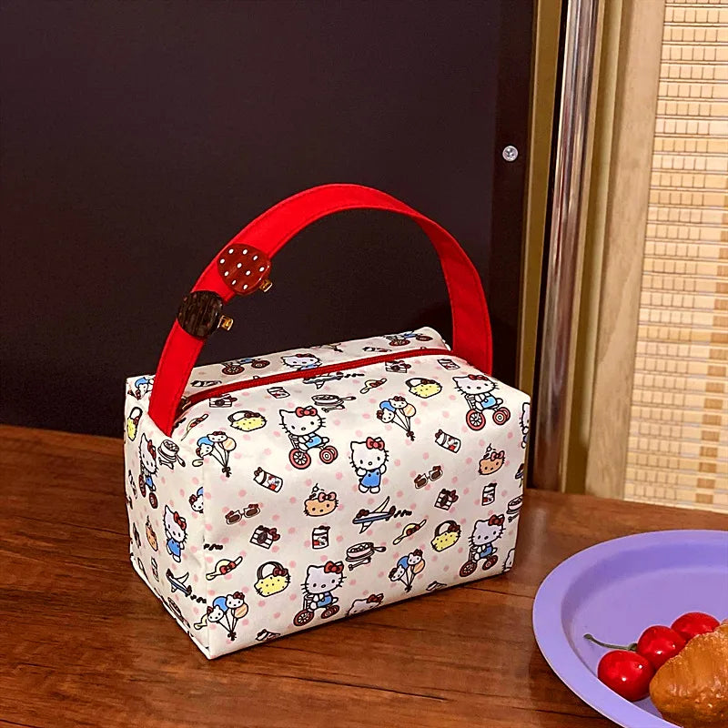 Hello Kitty Cosmetic Bag Large Capacity Travel Makeup Organizer Portable Toiletry Case Lipstick Storage Pouch Cute Cartoon Print