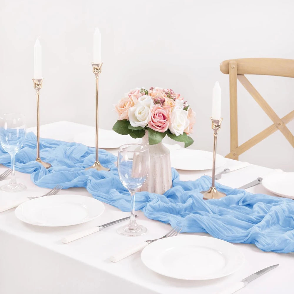 Lilac Purple Cheesecloth Table Runner Boho Rustic Gauze Lavender Purple Table Runner Wedding Bridal Shower Birthday Decoration