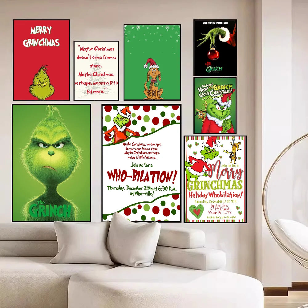 Film The G-Grinch C-Christmas DIY Sticky Poster Whitepaper Prints Posters Artwork Vintage Decorative Painting