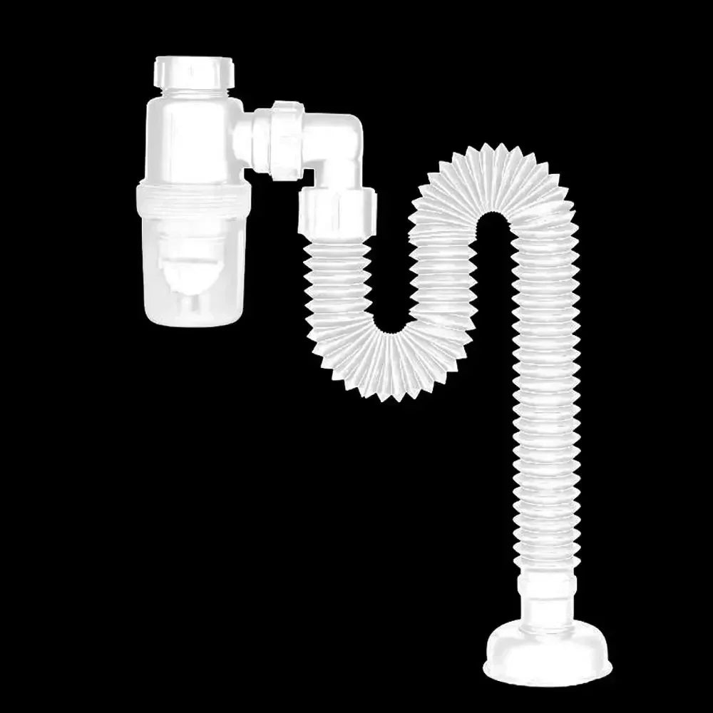 Flexible P-Trap for 30-32mm Drain Pipes Kitchen Sink Washbasin Drainage Pipe Insect-proof Odor-proof Blockage-proof Leak-proof