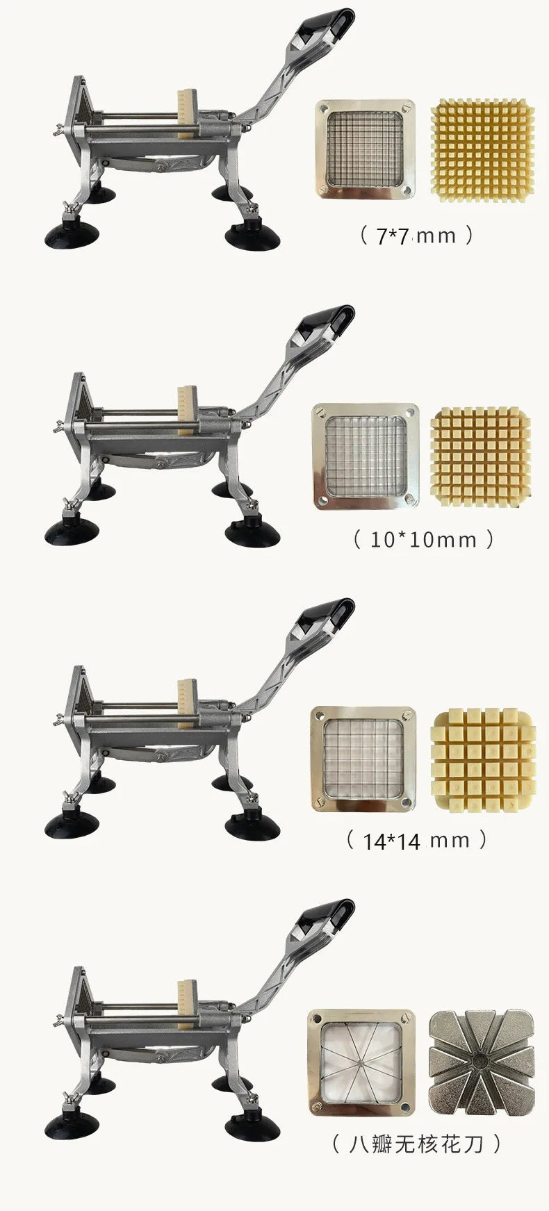 7mm 10mm 14mm Potato French Fry Cutter Potato Slicer Stainless Steel Blades for Potato French Fries Cucumber Vegetables Carrot