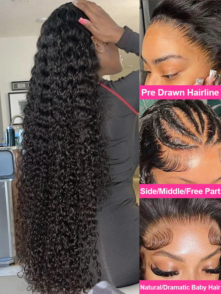 CEXXY 250% 13x4 13x6 Water Wave Curly Lace Frontal Human Hair Wigs Brazilian Loose Deep Wave Frontal Human Hair Wigs For Women