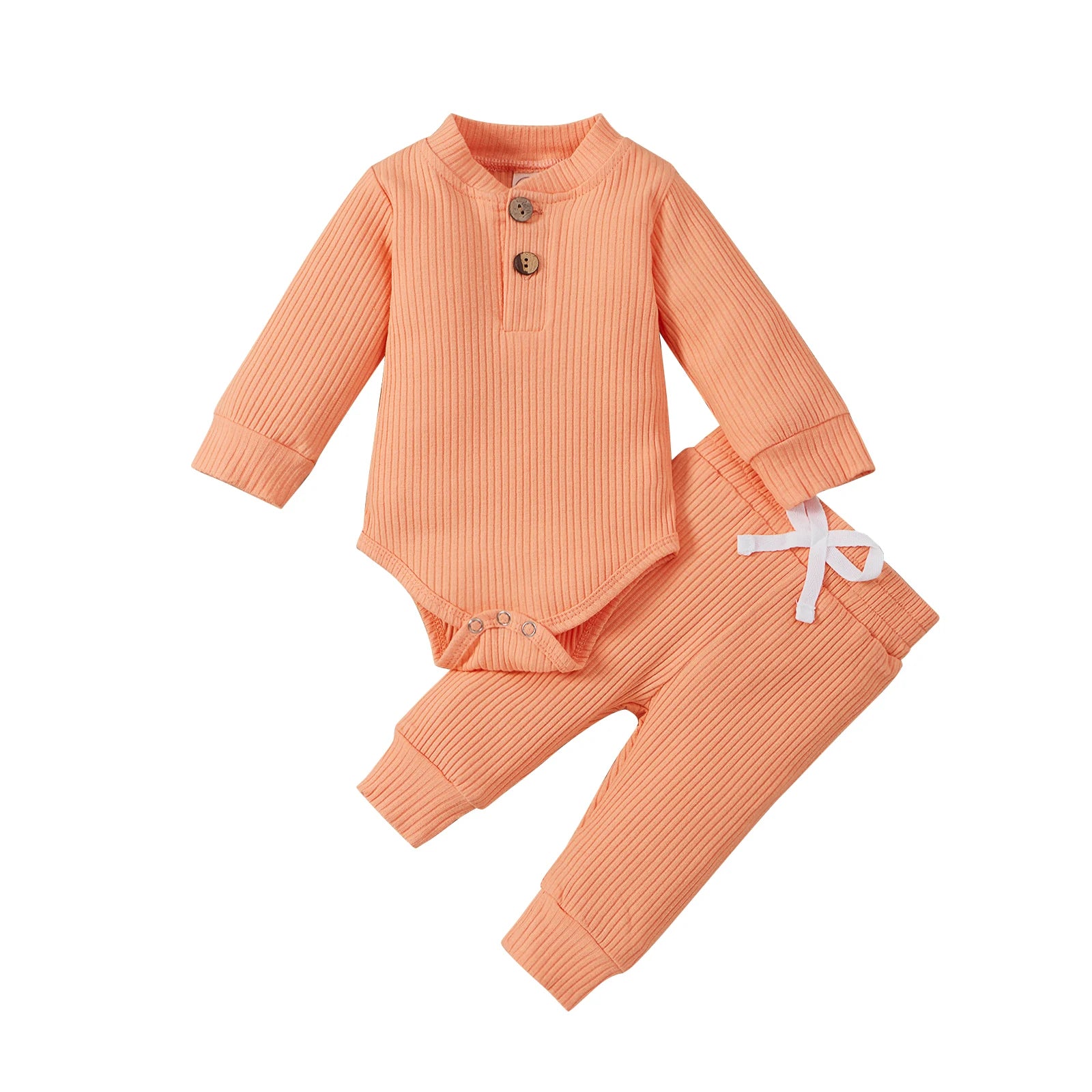 Pudcoco Baby Solid Color Clothes Set Girls Long Sleeve O-neck Jumpsuit Elastic Waist Trousers with Bow-knot 0-24M