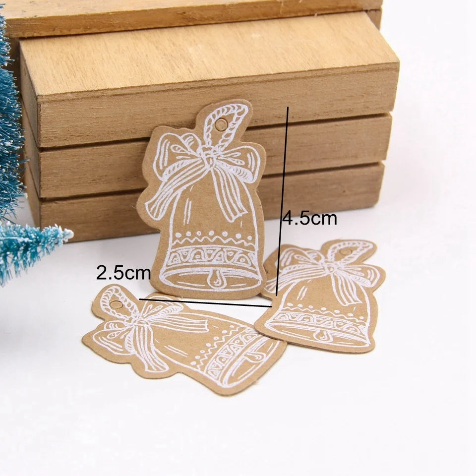 50PCS Christmas Kraft Paper Tags Handmade/Thank You DIY Crafts Hanging Tag With Rope for Christmas Gift Wrapping Supplies Favors