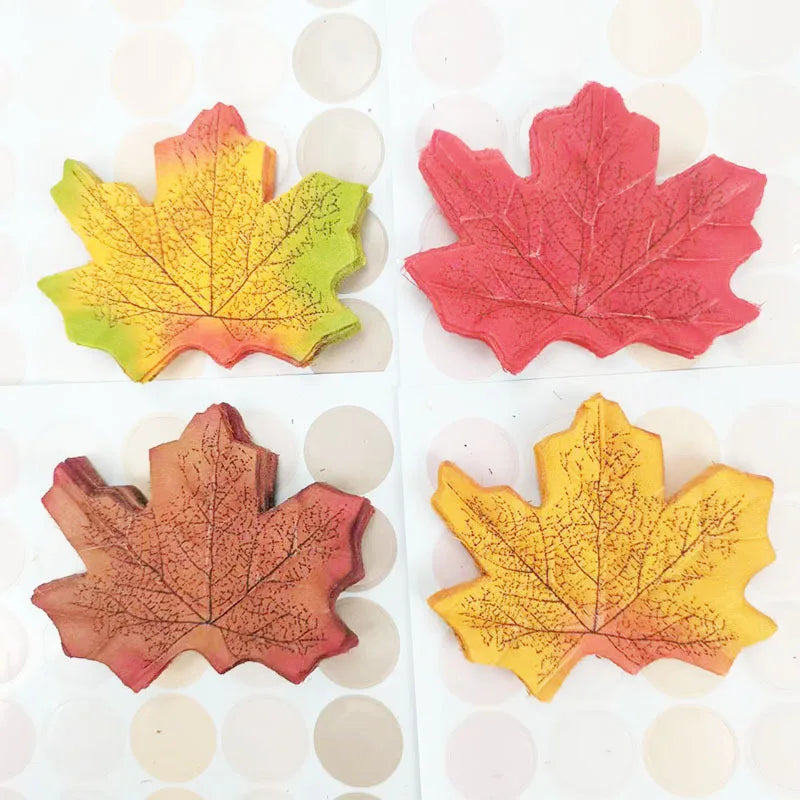 Yannew 500pcs Artificial Fall Maple Leaves Silk Leaf for Craft DIY Thanksgiving Wedding Party Decoration Autumn Home Table Decor