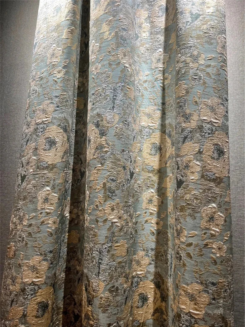 Curtains for Living Room Bedroom Windows High Quality Custom Kitchen Curtains European Top 3D Embossed Stereo Jacquard Blackout