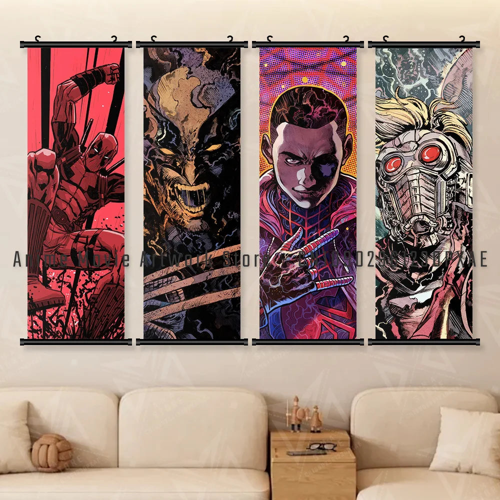 Marvel The Avengers Wall Art Scrolls Pictures Movie Characters Poster Hanging Painting Iron Man Canvas Print Home Decor Mural