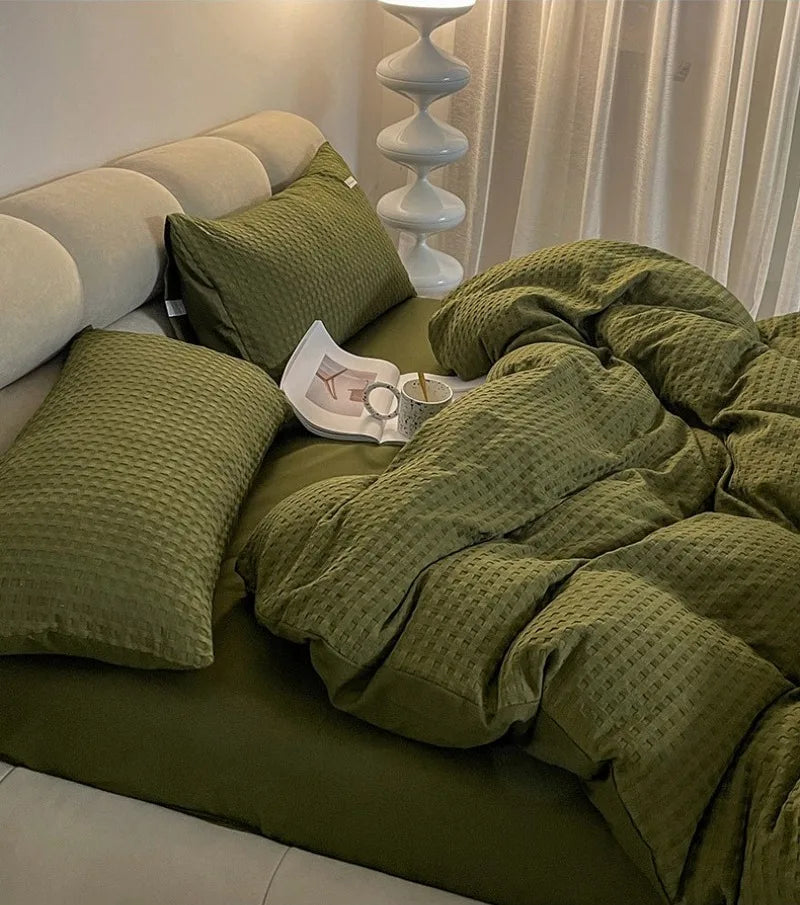 Solid color Duvet Cover set with Pillow Case Bed Sheet Olive Green Quilt Covers Boy Kid Teen Girl Bedding Linens Set King Queen