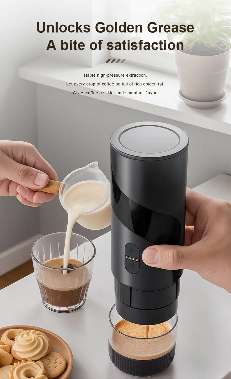 20 BAR Portable Electric Coffee Maker Capsule 2 in 1 Coffee Grinder Travel Coffee Maker for Car and Home Camping Outdoor