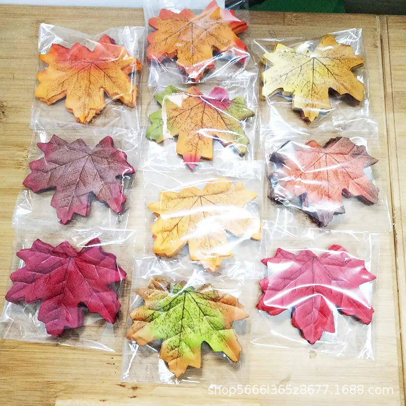 Yannew 500pcs Artificial Fall Maple Leaves Silk Leaf for Craft DIY Thanksgiving Wedding Party Decoration Autumn Home Table Decor